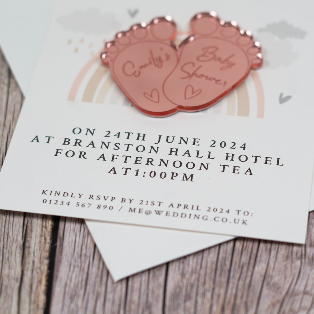 Cute Feet Baby Shower Invitation Magnet-Love Lumi Ltd