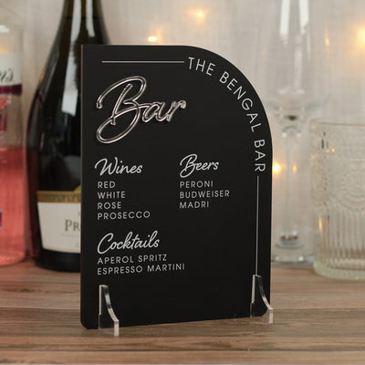 Modern Arch Acrylic Business Bar Drinks Menu Sign