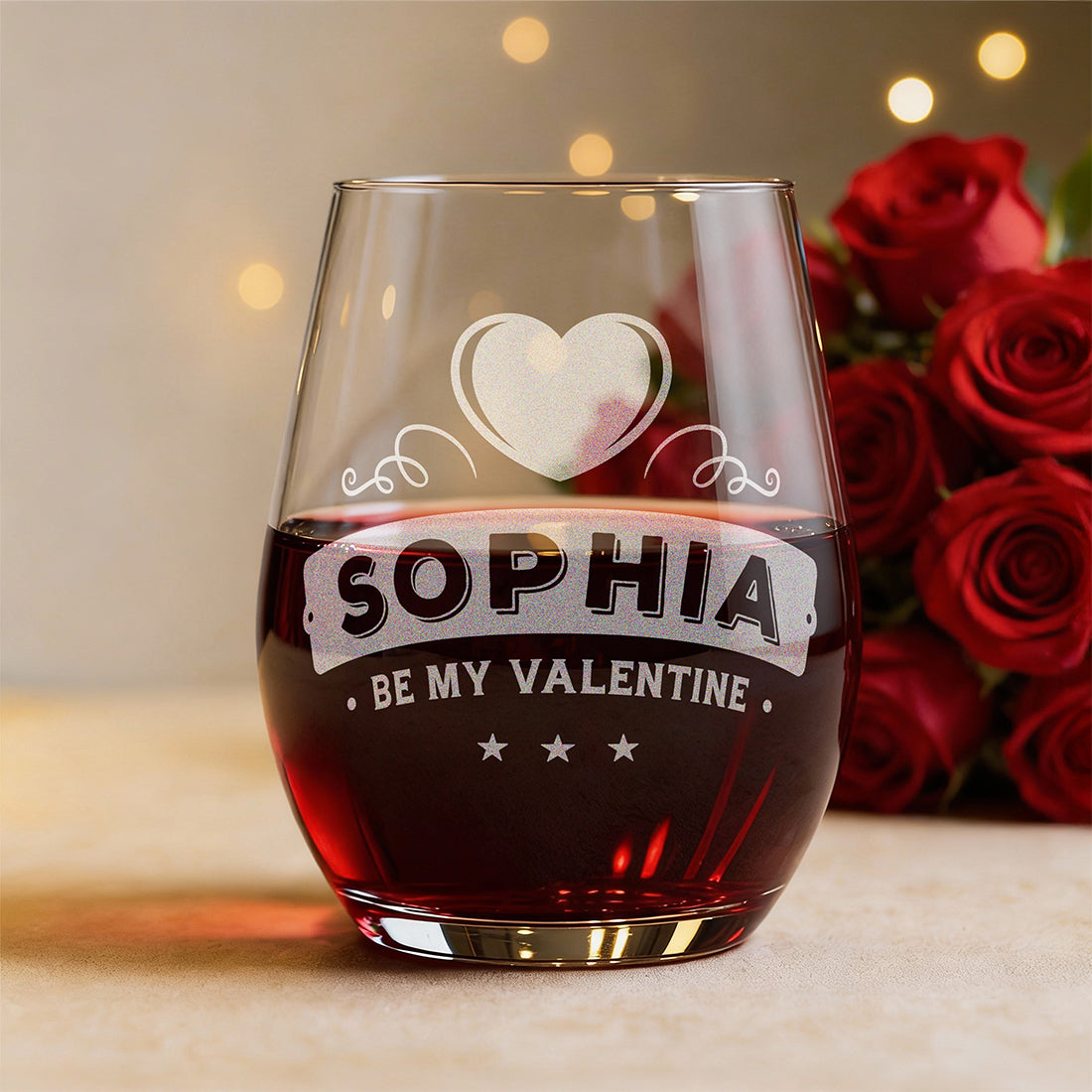 Personalised Be My Valentine Stemless Glass