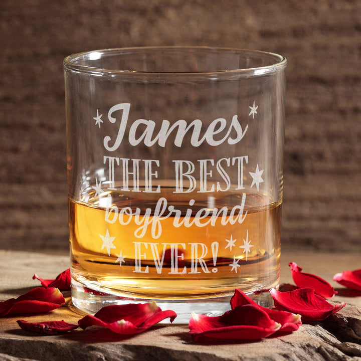 Personalised Best Boyfriend or Husband Whiskey Glass Tumbler