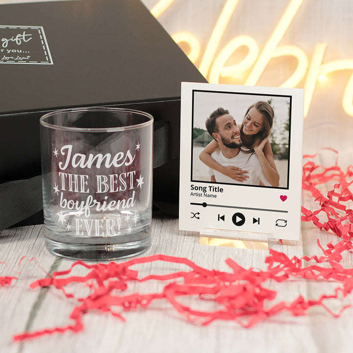 Personalised Best Boyfriend or Husband Whiskey Glass Tumbler
