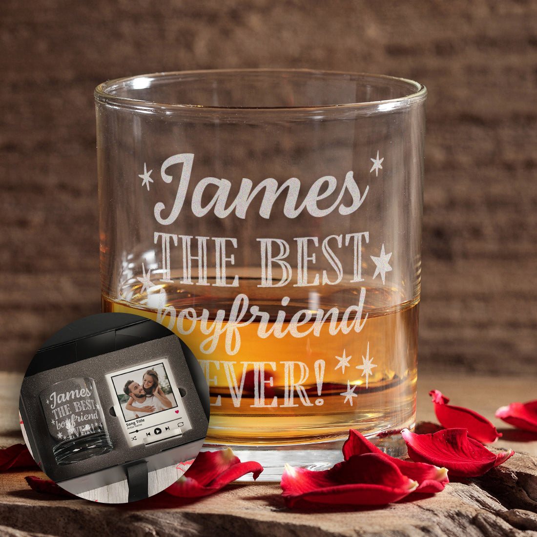 Personalised Best Boyfriend or Husband Whiskey Glass Tumbler