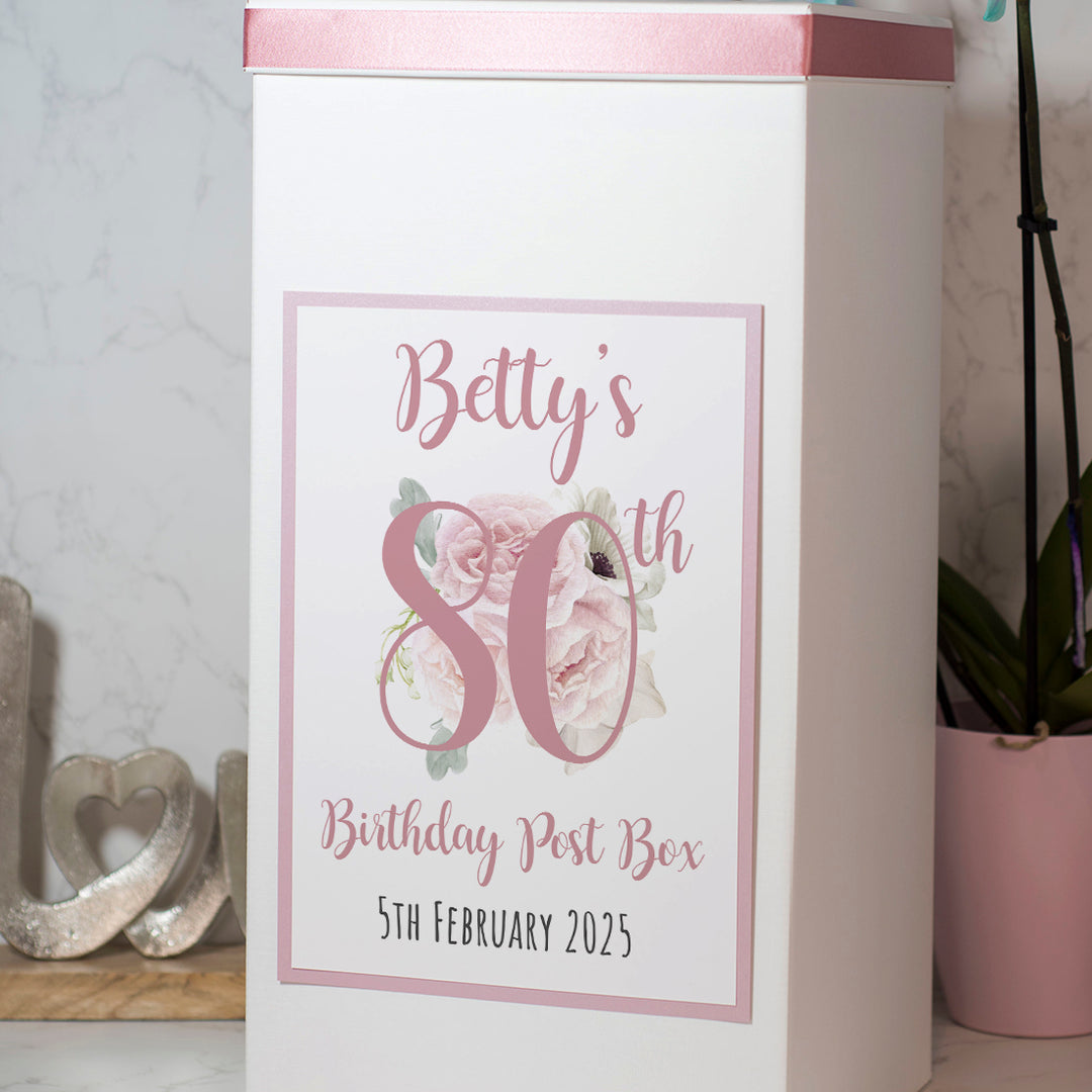 Personalised Watercolour Flowers Birthday Milestone Party Card Post Box