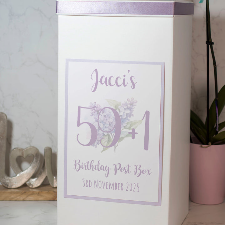 Personalised Watercolour Flowers Birthday Milestone Party Card Post Box