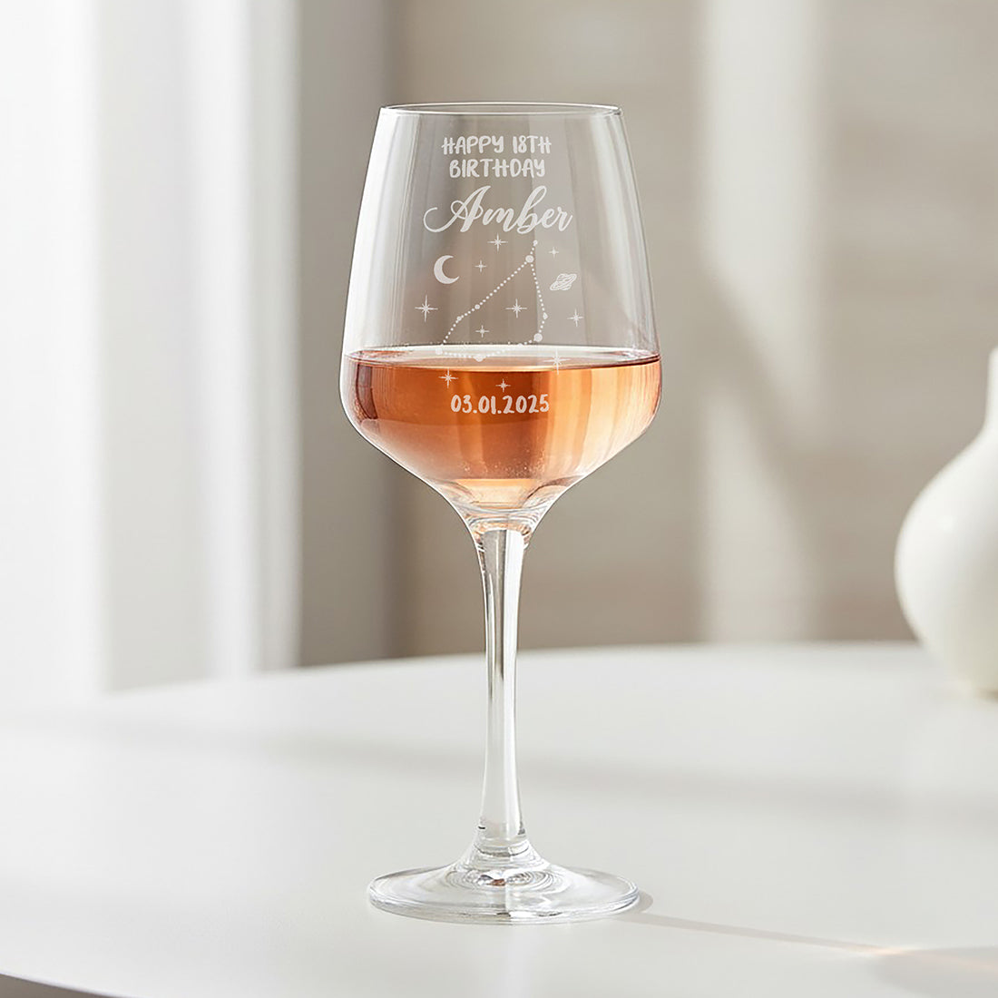 Birthday Zodiac Star Sign Stemmed Wine Glass Gift Boxed Set