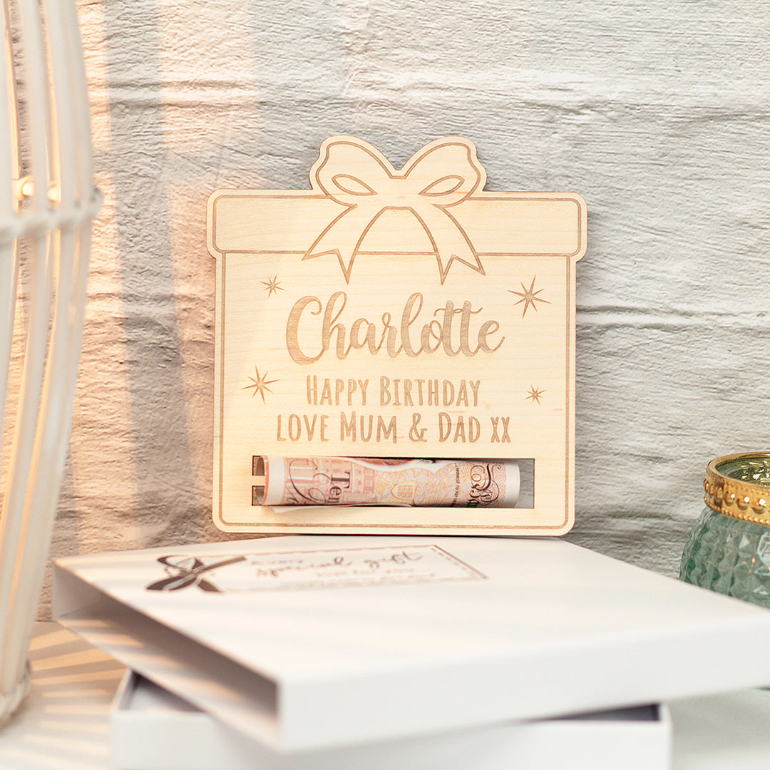 Wooden Present Birthday Money Voucher Holder Gift Card-Love Lumi Ltd