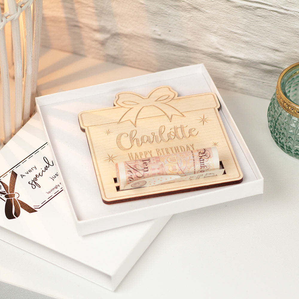 Wooden Present Birthday Money Voucher Holder Gift Card-Love Lumi Ltd