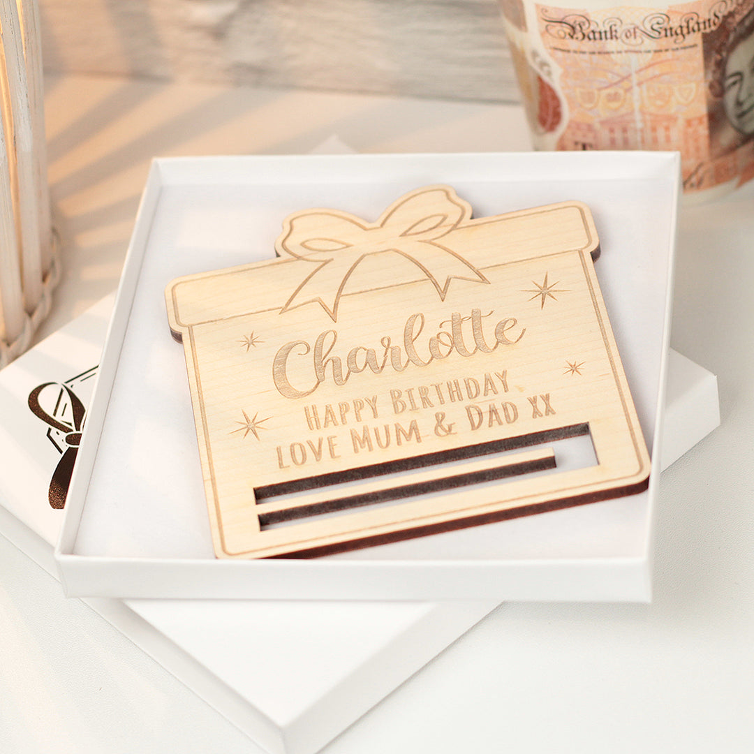 Wooden Present Birthday Money Voucher Holder Gift Card-Love Lumi Ltd