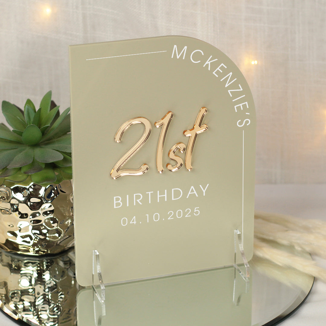 Modern Arch 3D Acrylic Birthday Party Freestanding Sign-Love Lumi Ltd