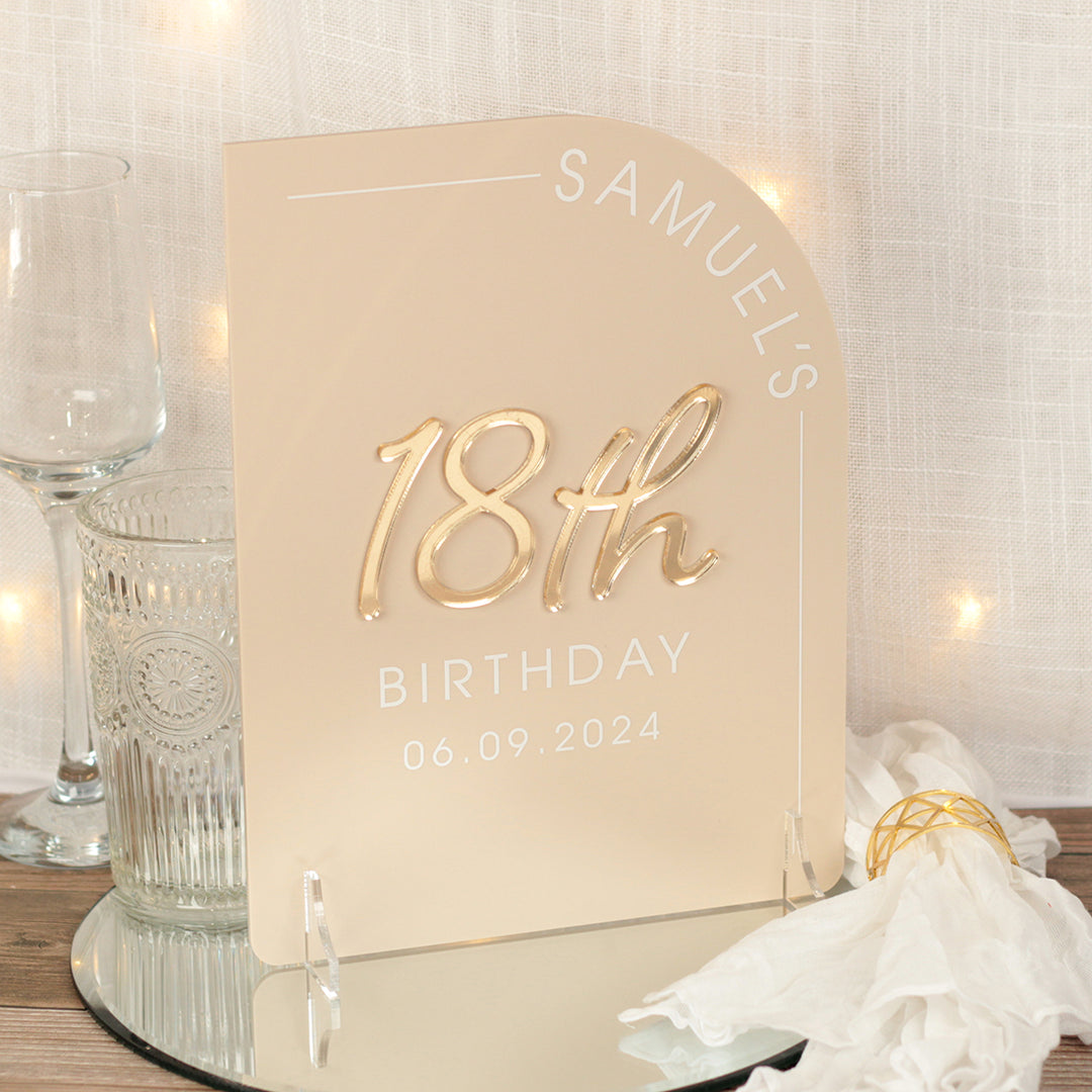 Modern Arch 3D Acrylic Birthday Party Freestanding Sign-Love Lumi Ltd