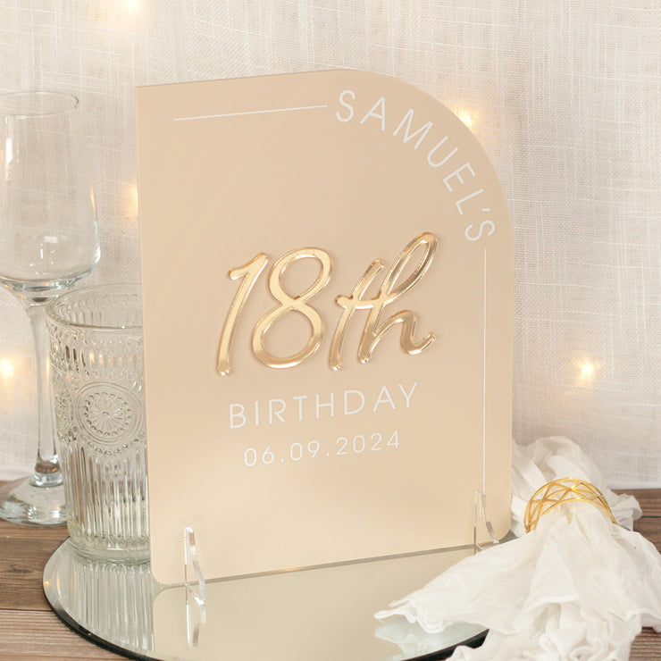 Modern Arch 3D Acrylic Birthday Party Freestanding Sign-Love Lumi Ltd