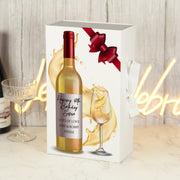 Happy Birthday Red Rose or White Wine Recycled Bottle Box and Matching Glass Gift Set-Love Lumi Ltd