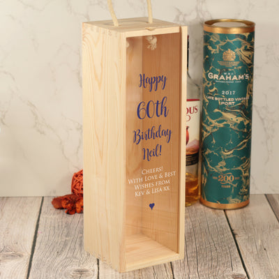 Classic Script Happy Birthday Bottle Box with clear lid
