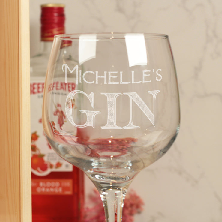 'Let the Fun Be-Gin' Bottle Box with clear lid and Gin Glass Gift Set