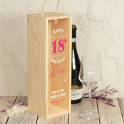 Happy Birthday Bottle Box with clear lid and matching Glass Gift Set