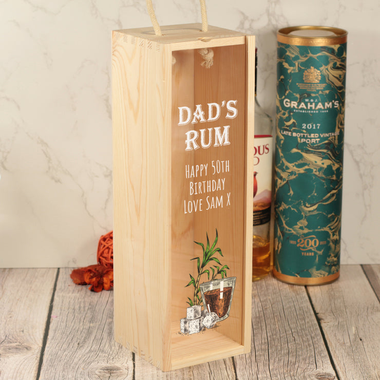 Rum Bottle Box with clear lid and Tumbler Glass Gift Set