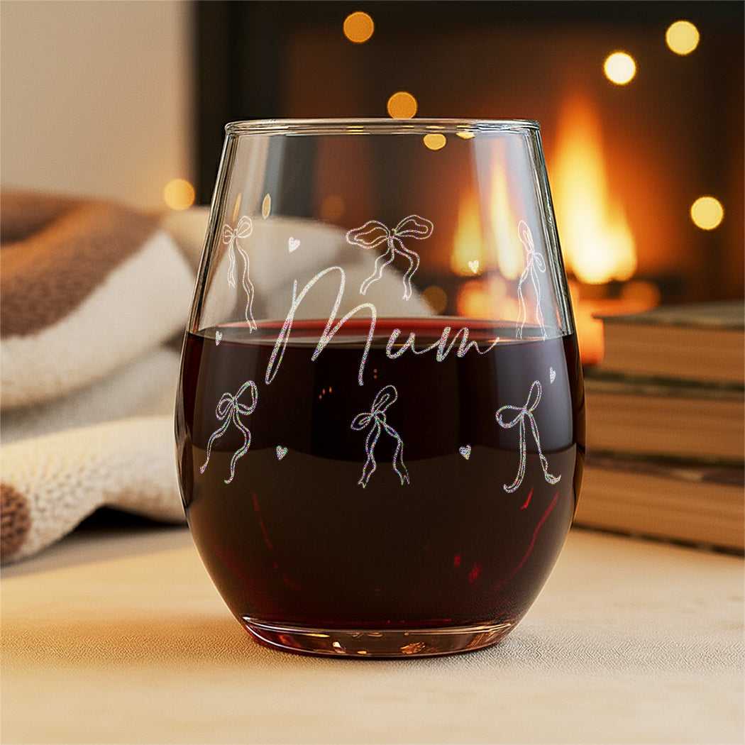Personalised Bows and Hearts Mum's Night Out Stemless Glass Gift Box