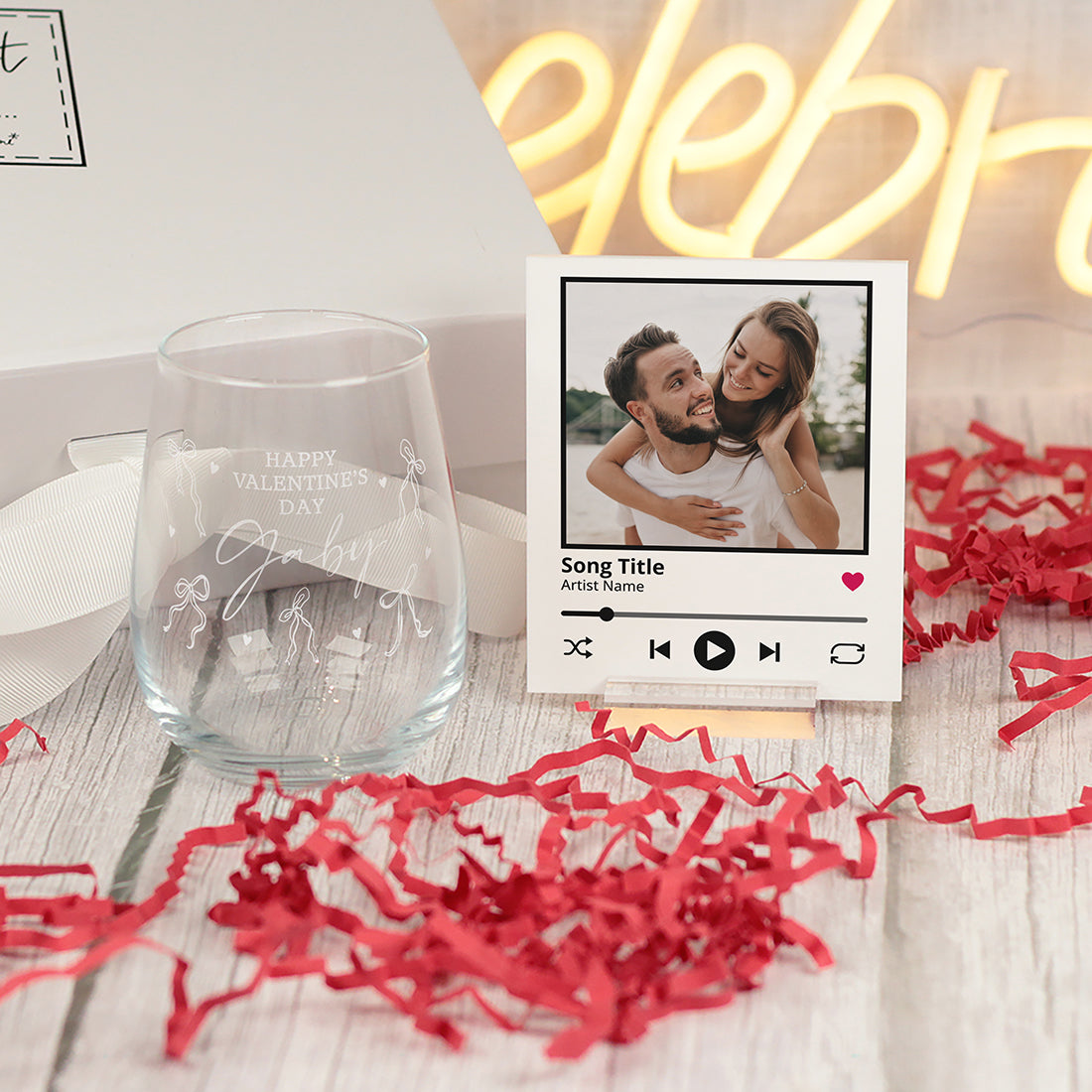 Personalised Bows and Hearts Valentine's Day Stemless Glass
