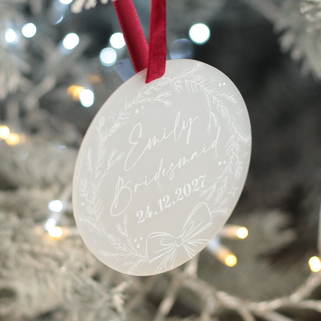 Bridal Party Gift Frosted Acrylic Christmas Tree Decoration