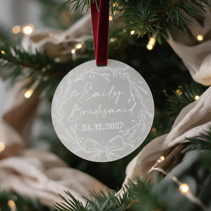 Bridal Party Gift Frosted Acrylic Christmas Tree Decoration