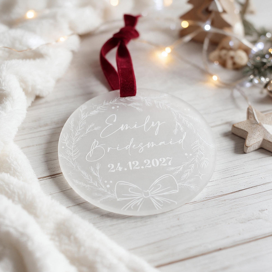 Bridal Party Gift Frosted Acrylic Christmas Tree Decoration