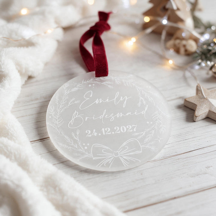 Bridal Party Gift Frosted Acrylic Christmas Tree Decoration