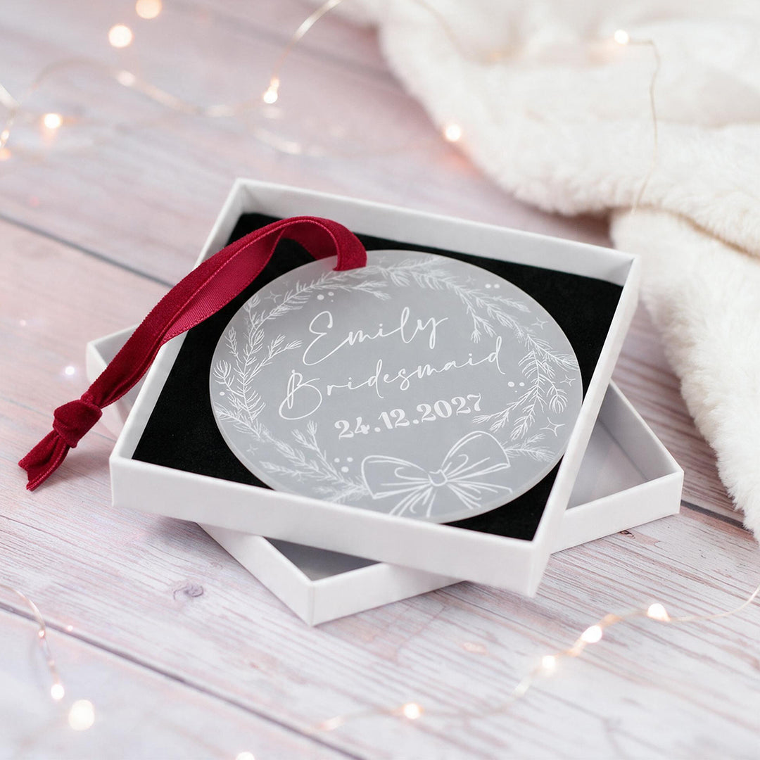 Bridal Party Gift Frosted Acrylic Christmas Tree Decoration