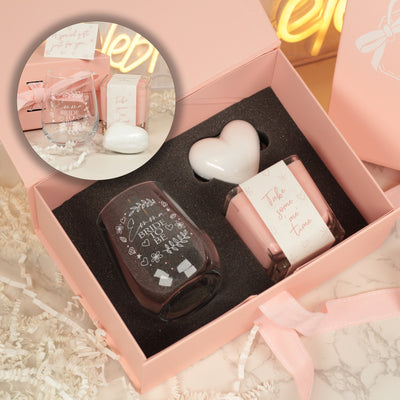 Bride to Be Stemless Glass Pink Pamper Gift Set