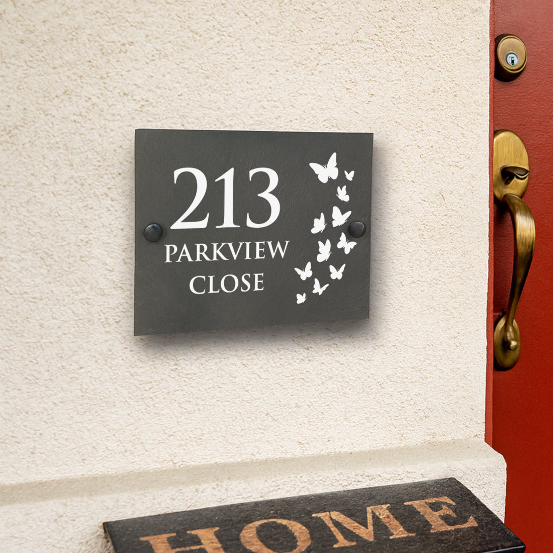 Butterfly Slate House Number or Name Wall Mounted Sign