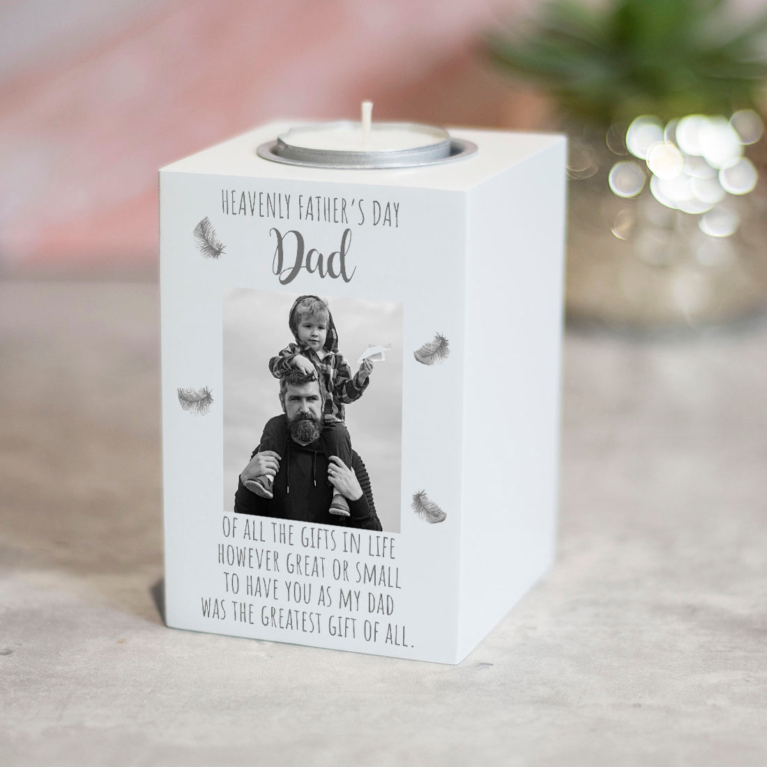 Heavenly Father's Day Memorial Photo Candle Tealight Holder-Love Lumi Ltd