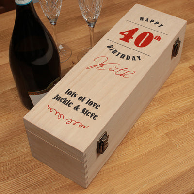 40th Birthday Hinged Wooden Champagne Bottle Box-Love Lumi Ltd