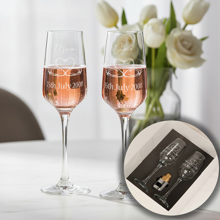 Pair of Swans Wedding Anniversary Champagne Flutes