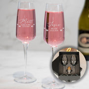 Love Heart Bride & Groom Champagne Flutes Wedding Gift Set-Love Lumi Ltd