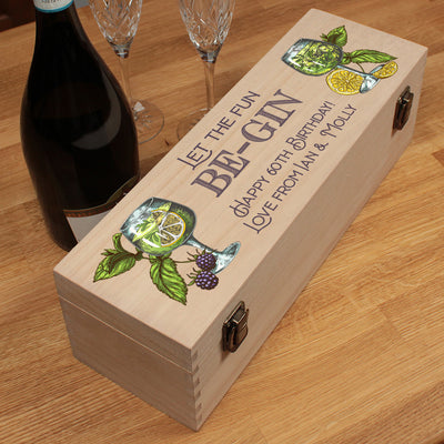 Let the Fun Be-Gin Hinged Wooden Bottle Gift Box-Love Lumi Ltd