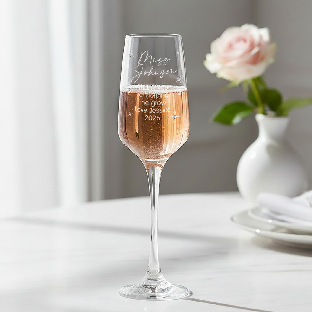 Embellished Teacher Thank You Gift Champagne Flute Glass