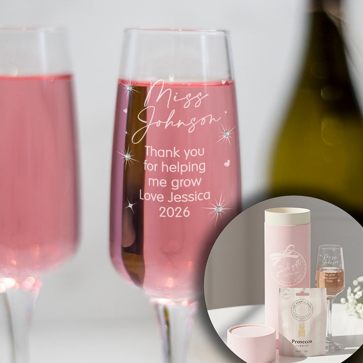 Embellished Teacher Thank You Gift Champagne Flute Glass
