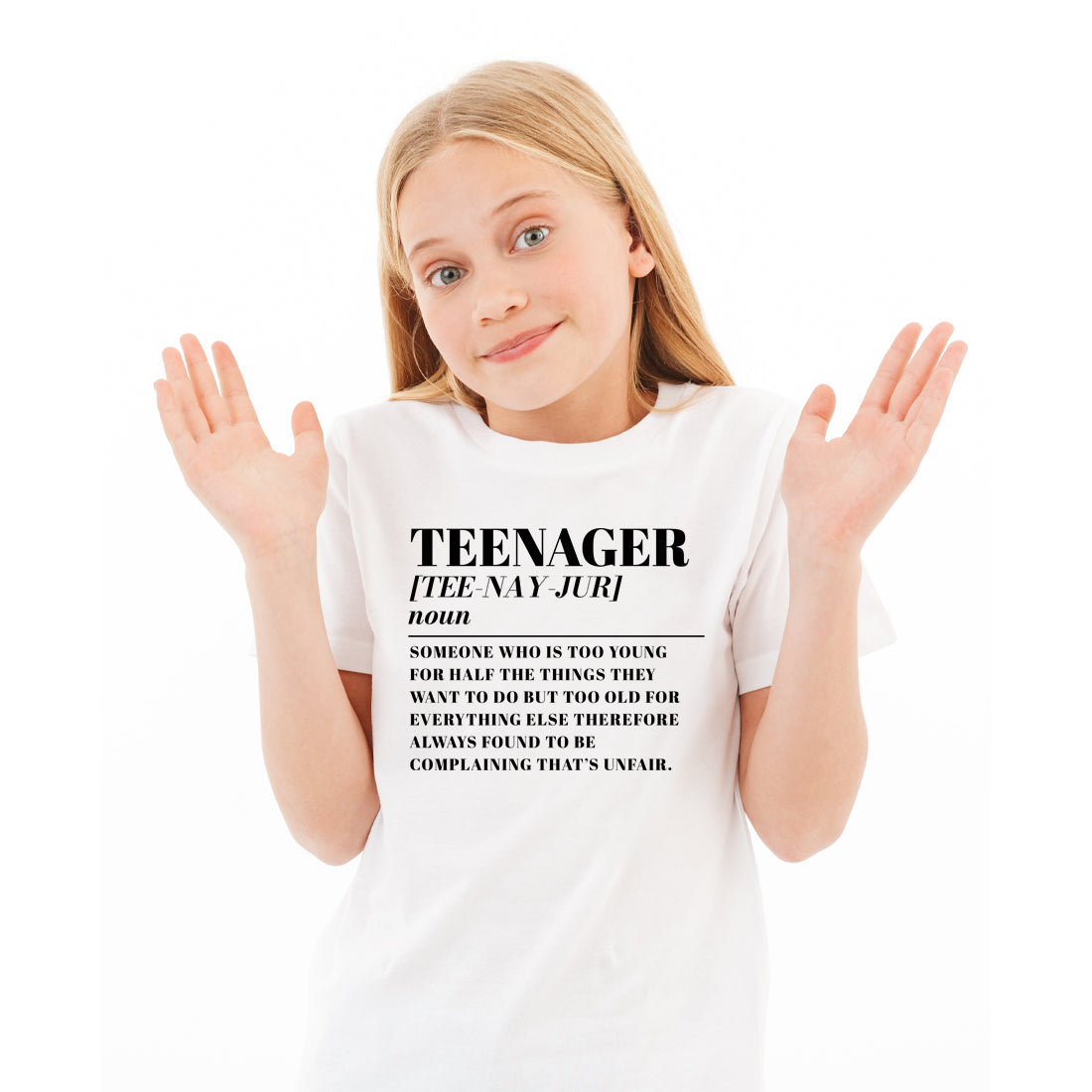 Teenager Funny Dictionary Meaning Definition Unisex White or Black T-Shirt-Love Lumi Ltd