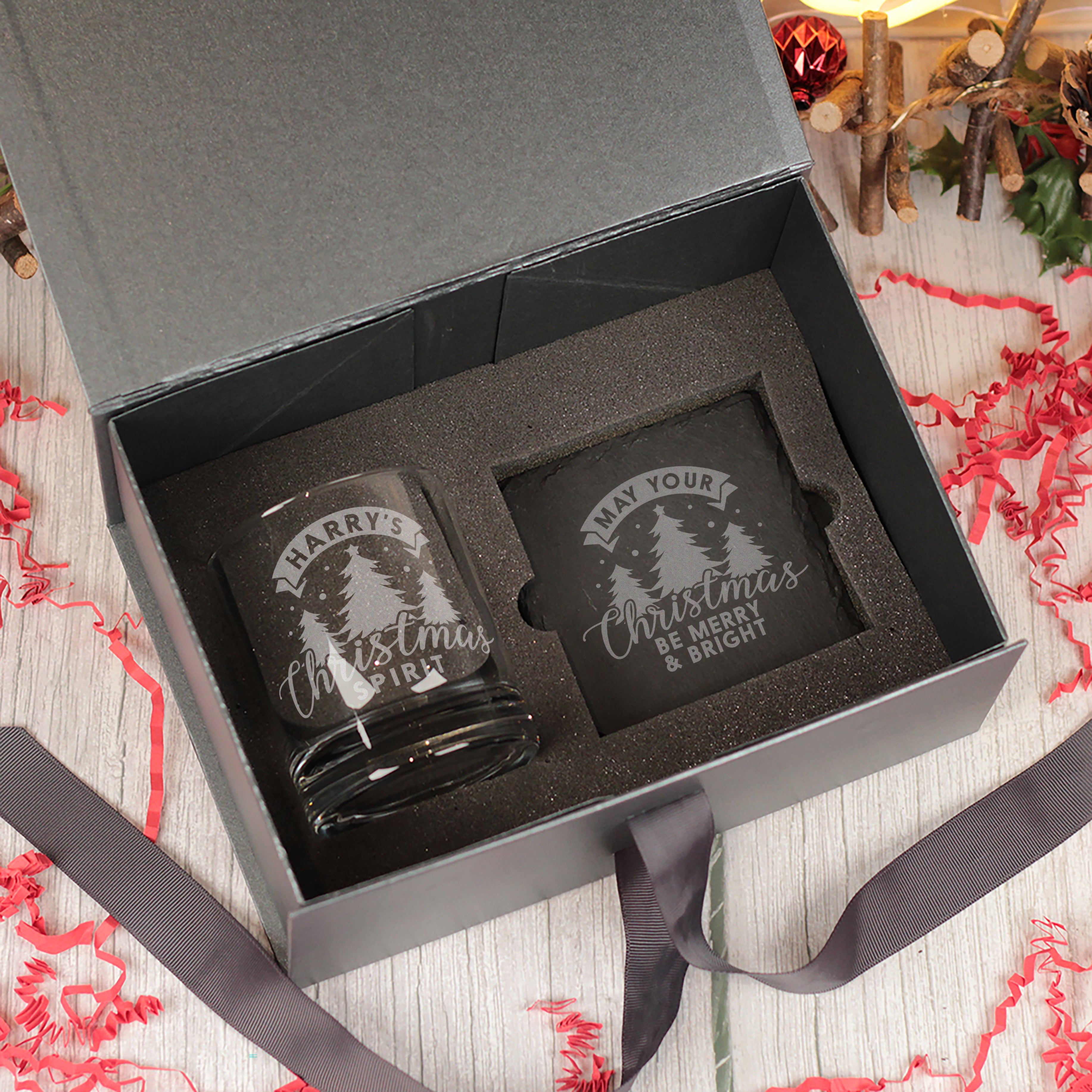 Christmas Spirit Tumbler Glass with Gift Boxed Set