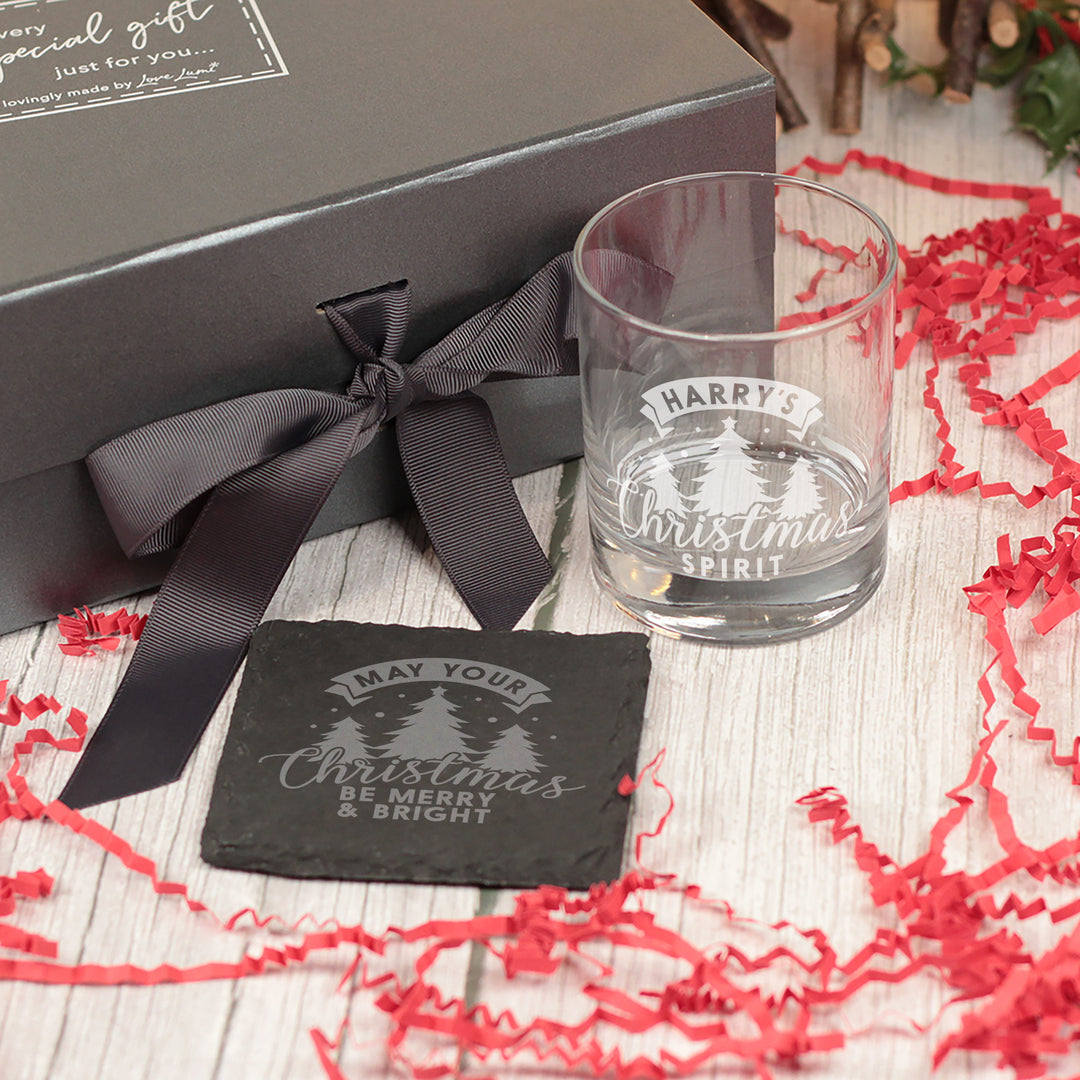 Christmas Spirit Tumbler Glass with Gift Boxed Set