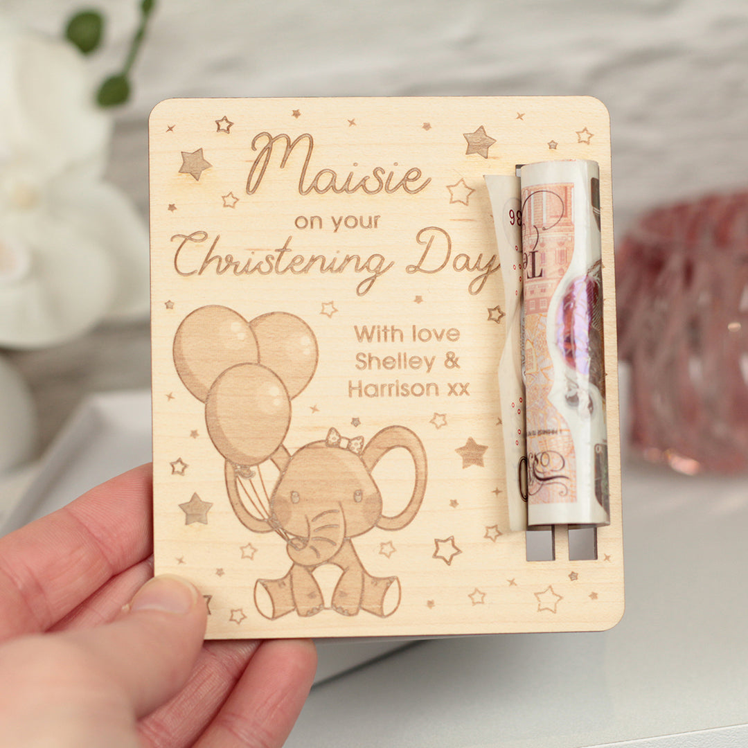 Cute Elephant Christening Baptism Communion Gift Money Voucher Holder Card-Love Lumi Ltd