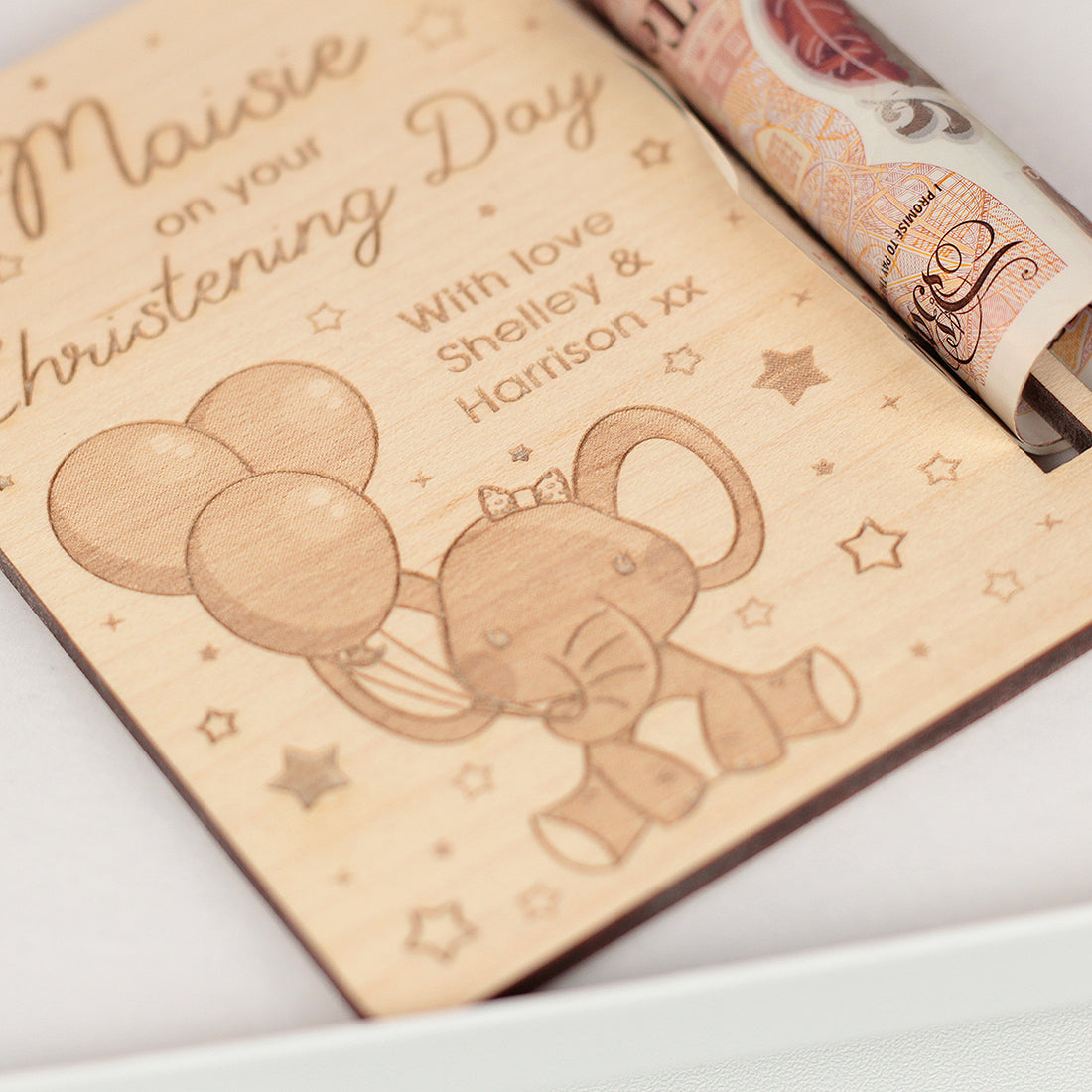Cute Elephant Christening Baptism Communion Gift Money Voucher Holder Card-Love Lumi Ltd