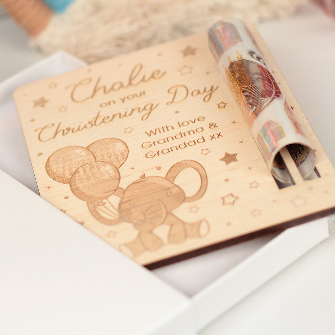 Cute Elephant Christening Baptism Communion Gift Money Voucher Holder Card-Love Lumi Ltd