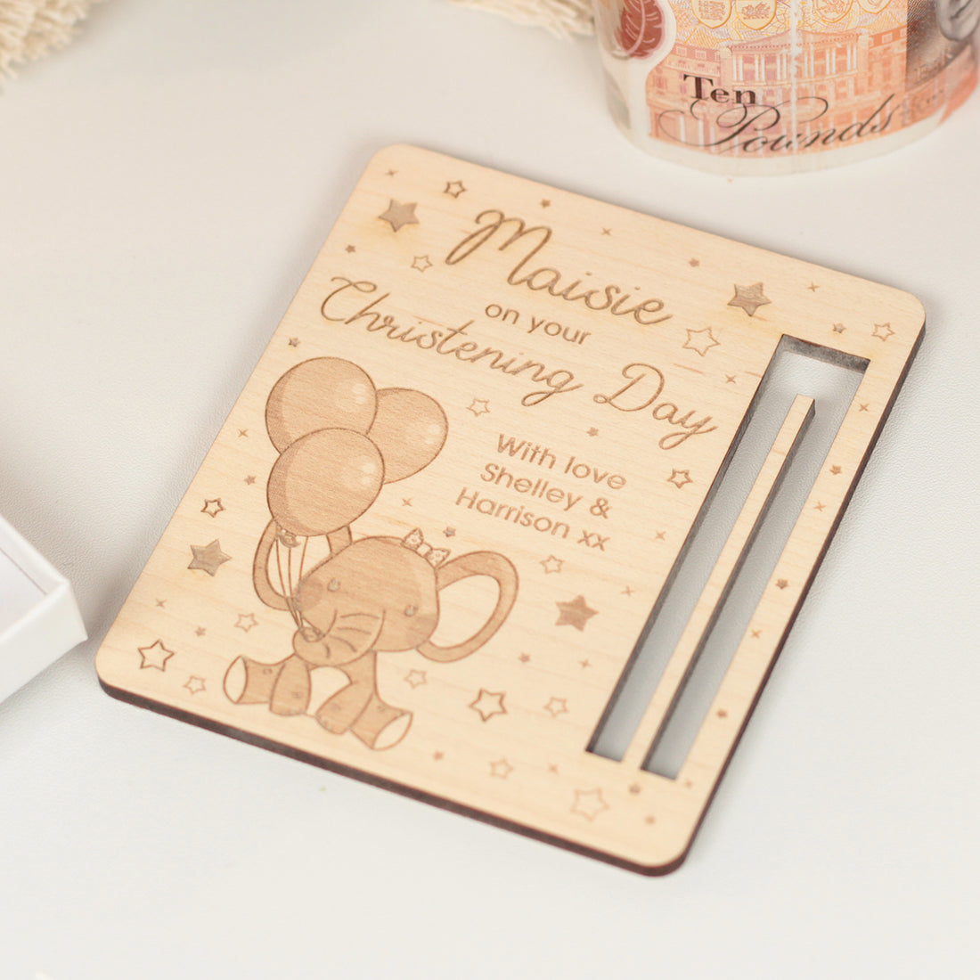 Cute Elephant Christening Baptism Communion Gift Money Voucher Holder Card-Love Lumi Ltd