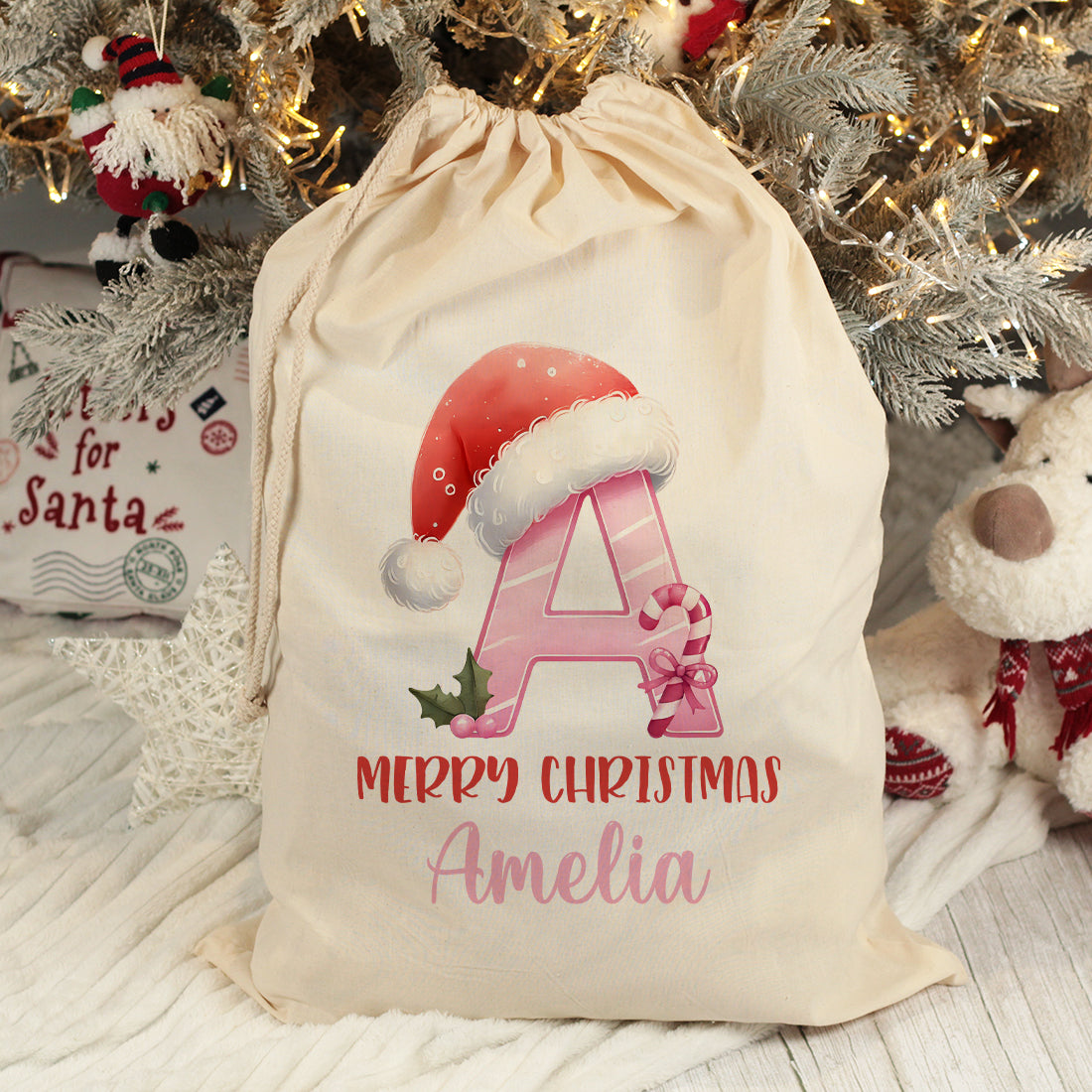 Personalised Penguin Large Christmas Santa Gift Sack-Love Lumi Ltd