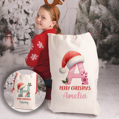 Personalised Large Christmas Alphabet Santa Gift Sack