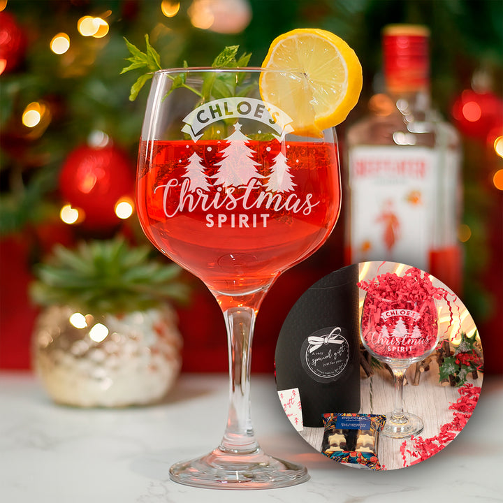Christmas Spirit Gin Glass and Chocolate Truffles Gift Boxed Set