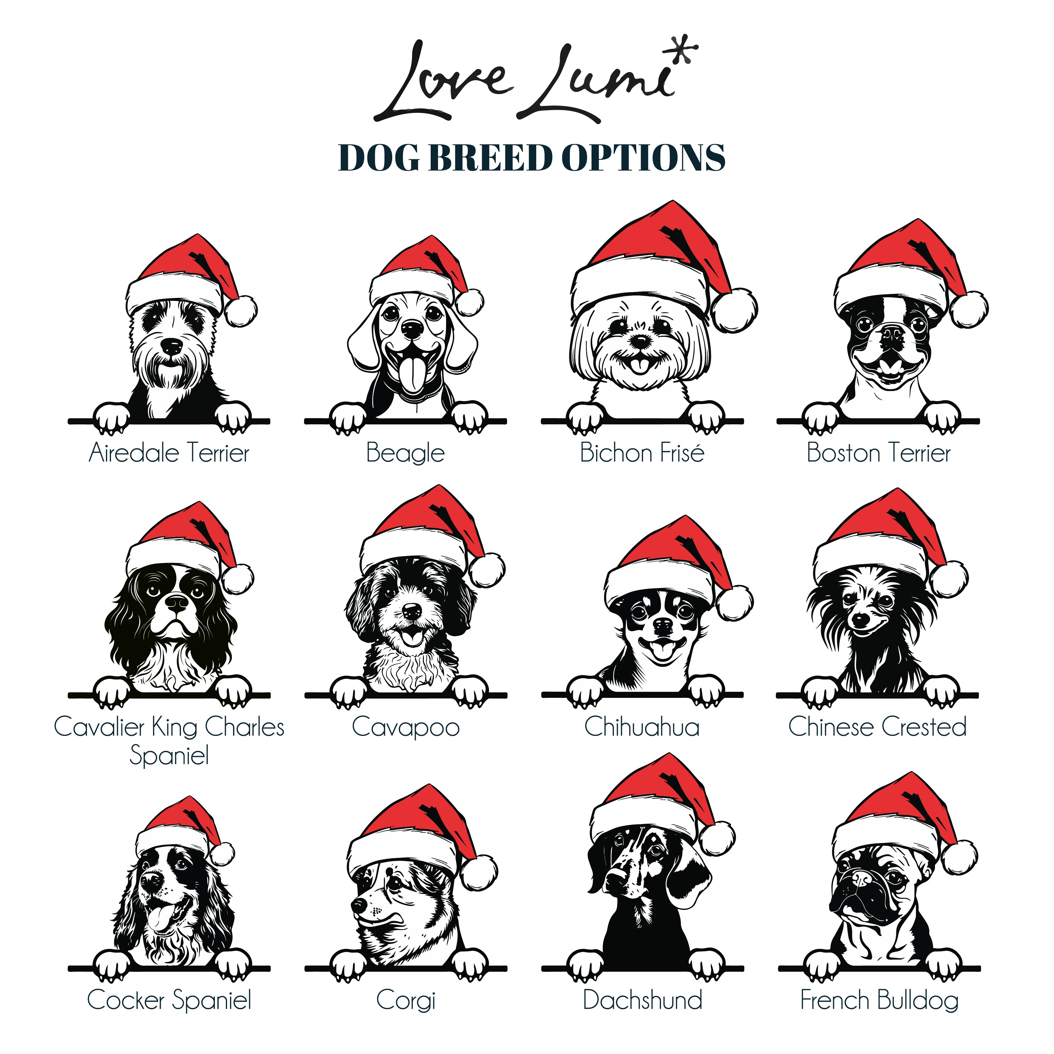 Personalised Santa Paws Pet Dog Breed Christmas Red T-shirt-Love Lumi Ltd
