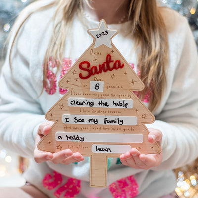 Christmas Tree Letter To Santa Wipe Clean Sign Keepsake Photo Board-Love Lumi Ltd