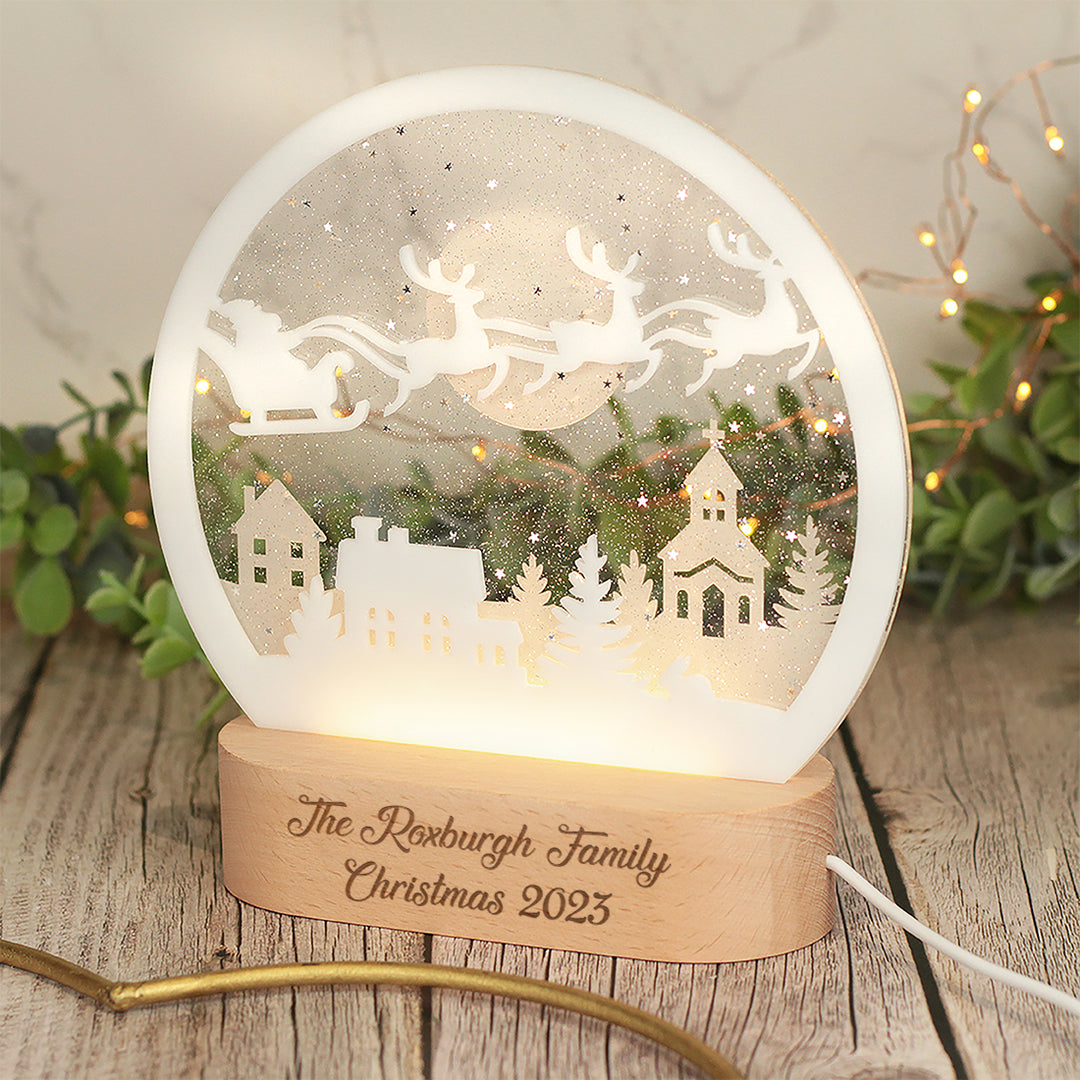 Christmas Winter Village Sparkling Night Sky Snow Christmas Light Decoration-Love Lumi Ltd