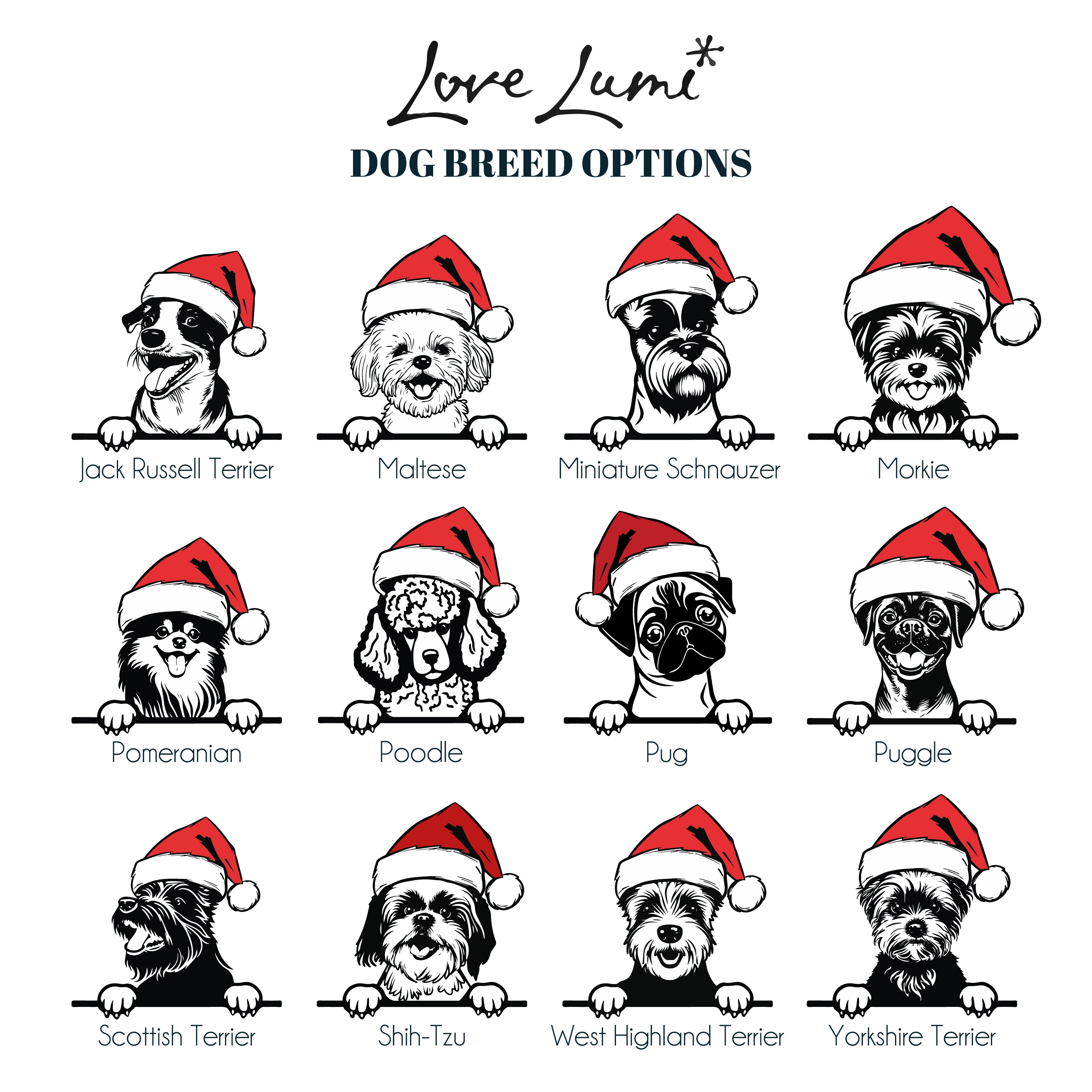 Too Cute for the Naughty List Christmas Pet Dog Breed Red T Shirt-Love Lumi Ltd
